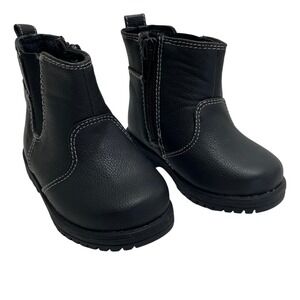The Children's Place Toddler Boy 4 Black Chelsea Ankle Boots Side‎ Zip Closure